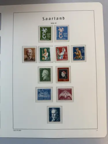 Saarland 1954-1959 auf Leuchtturm-SF-Vordruckblättern komplett, postfrisch **