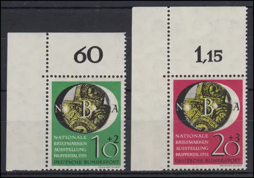 141-142 NBA Wuppertal - Satz Ecke oben links, ungefaltet postfrisch **