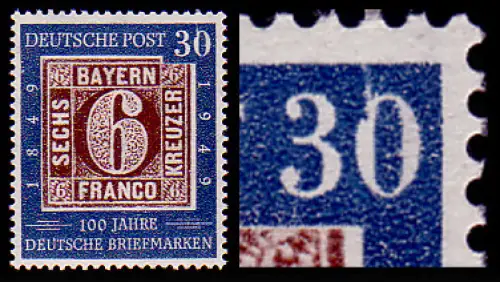 115I Briefmarken 30 Pf - Plattenfehler beschädigte Null, Feld 46, postfrisch **