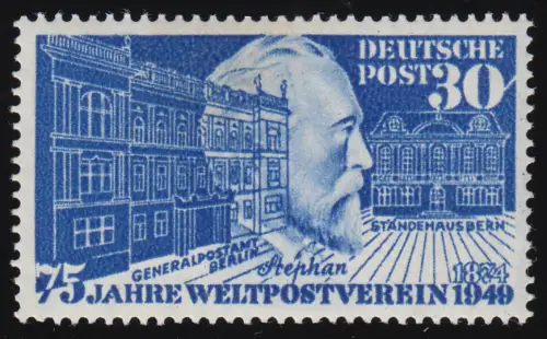 116 I Stephan / UPU mit Plattenfehler schräger Strich an 0 der 30, postfrisch **