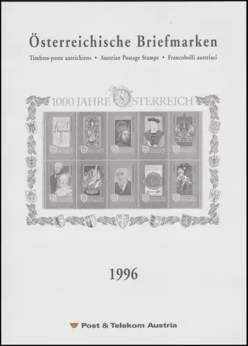 Jahreszusammenstellung der Österreichischen Post 1996 ** postfrisch