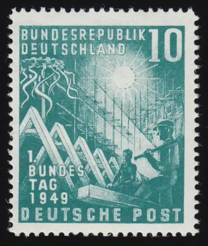 111II Bundestag 10 Pf. - PLF gebrochenes E, ** FA Schlegel BPP einwandfrei