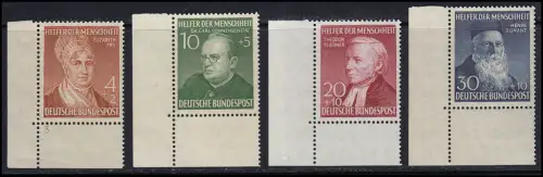 156-159 Wohfahrt 1952, Satz Ecke unten links, 156 mit FN3 - alle ungefaltet **