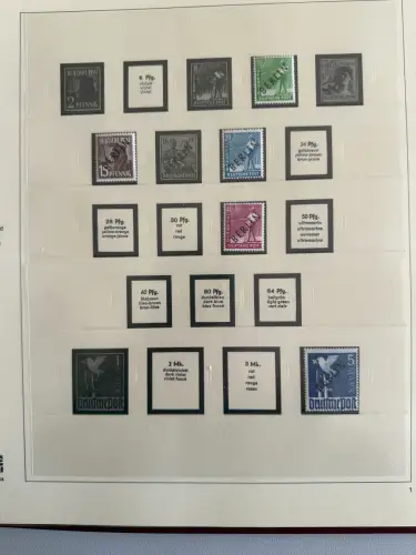 Berlin 1948-1959 Teilsammlung im roten SAFE-Dual-Vordruckringbinder, * / **