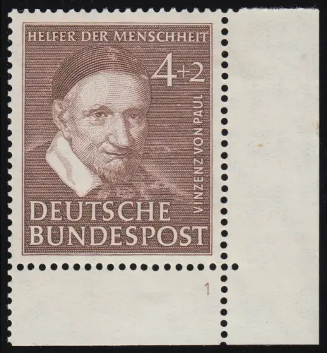 143 Wofa 4 Pf. - Ecke unten rechts mit Formnummer FN1, ungefaltet postfrisch **