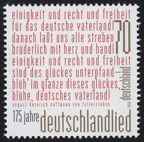 3263 Deutschlandlied - Lied der Deutschen 3. Strophe, postfrisch **