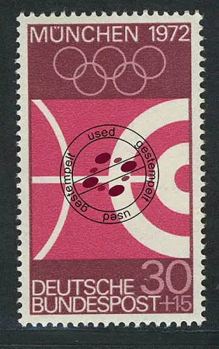 589 Olympische Sommerspiele 30+15 Pf Bogenschießen, gestempelt O
