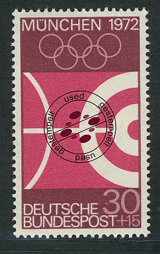 589 Olympische Sommerspiele 30+15 Pf Bogenschießen, gestempelt O