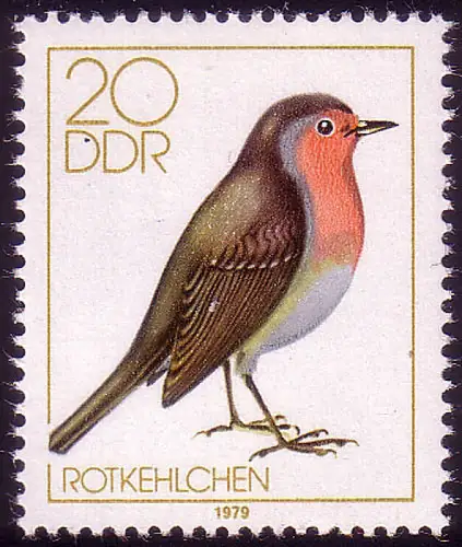 2390 Heimische Singvögel 20 Pf Rotkehlchen, postfrisch **