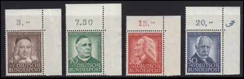 173-176 Wohlfahrt 1953, Satz Ecken oben rechts, bügig, postfrisch **
