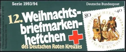 DRK/Weihnachten 1993/94 Anbetung der Könige 80 Pf, 5x1707 12.MH, Tagesstempel