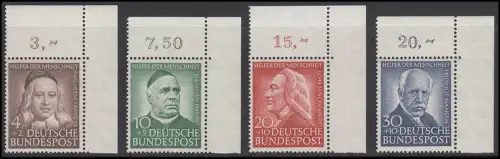 173-176 Wohlfahrt 1953, Satz Ecken oben rechts, ungefaltet postfrisch **