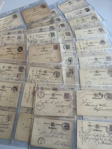 Württemberg - Kollektion mit ca. 50 Ganzsachen vor 1900, tolle Stempel!
