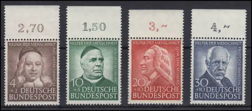 173-176 Wohlfahrt 1953, Satz mit Oberrand, ungefaltet postfrisch **
