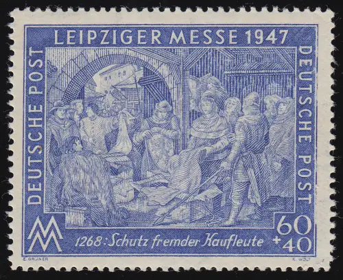 942 CZ Leipziger Messe mit WZ flache Stufen, postfrisch **, geprüft Schlegel