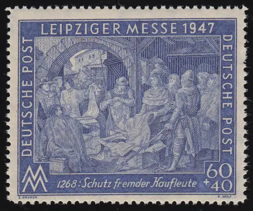 942 AZ Leipziger Messe mit WZ flache Stufen, postfrisch **, geprüft Schlegel
