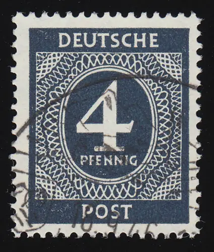 Alliierte Besetzung 914b Ziffer 4 Pf, schwarzblau, farbgeprüft Befund Bernhöft O