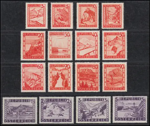 838-853 Freimarken Landschaften, 16 Werte komplett, postfrisch ** 