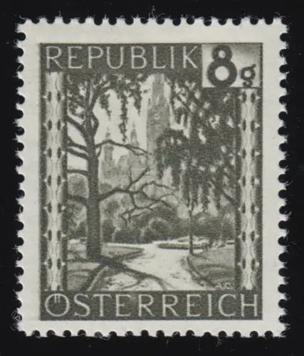 744 Landschaften 8 g grün, Rathauspark /Wien, postfrisch **