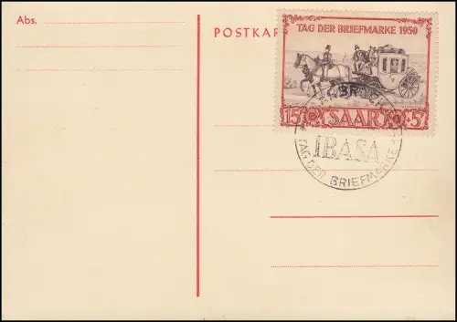 291 Tag der Briefmarke 1950 Maximumkarte mit Ausstellungs-SSt IBASA