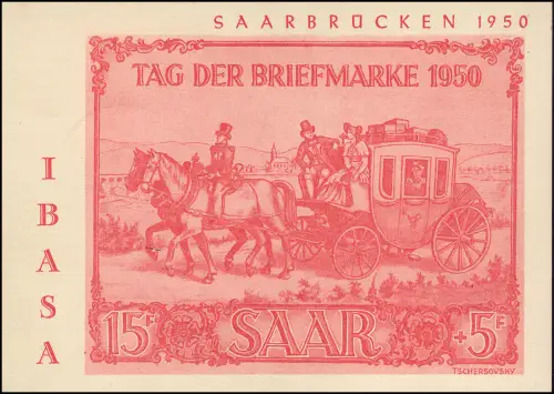 291 Tag der Briefmarke 1950 Maximumkarte mit Ausstellungs-SSt IBASA