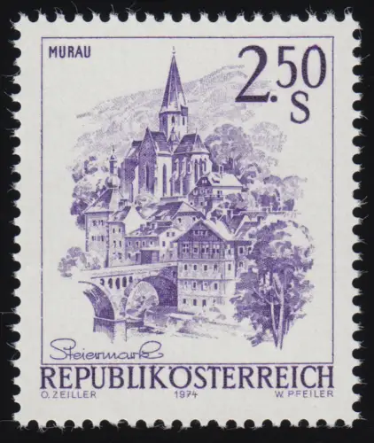 1441 F Schönes Österreich 2,50 S - fehlender Rastertiefdruck (lila Rahmen), **