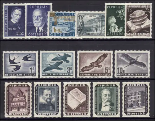 981-995 Österreich-Jahrgang 1953, 15 Marken komplett, postfrisch **