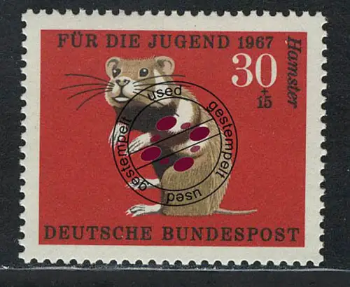 531 Jugend Pelztiere 30+15 Pf Feldhamster, gestempelt O