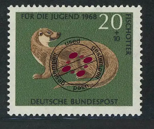 550 Jugend bedrohte Tiere 20+10 Pf Fischotter, gestempelt O