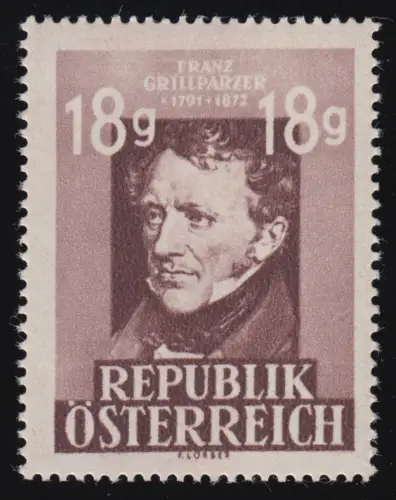 A 802II Type II Franz Grillparzer (1791 -1872) violettbraun, 18 g, postfrisch **