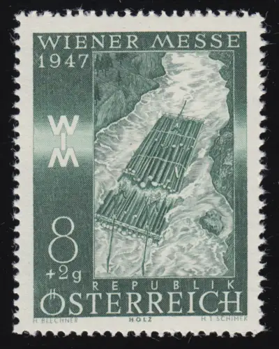 804 Wiener Frühjahrsmesse, Holzfloß auf der Salza, 8 g + 2 g, postfrisch **