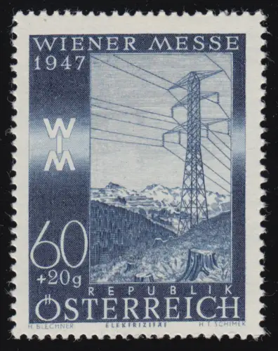 810 Wiener Frühjahrsmesse, Hochspannungsleitung am Präbichl, 60 g + 20 g, **