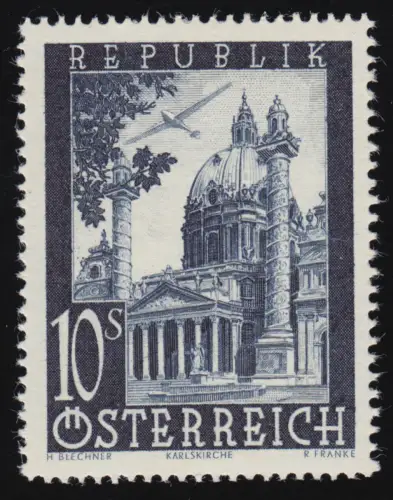 828 Flugzeug über Landschaft/ Gebäude, Karlskirche in Wien , 10 S, **