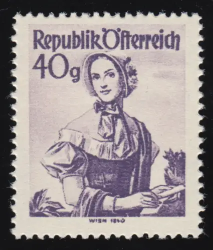 901 Freimarken: Trachten, Wien (1840), 40 g, schwärzl. violett, postfrisch **