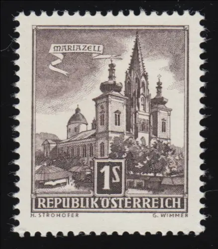 1035 Freimarke: Bauwerke, Basilika von Mariazell, 1 S, postfrisch **