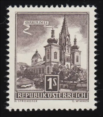 1035 Freimarke: Bauwerke, Basilika von Mariazell, 1 S, postfrisch **