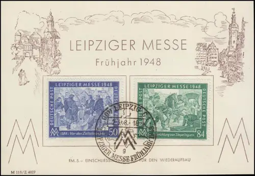 967-968 Messe Leipzig 1948 auf FDC-Messesonderpostkarte ESSt Leipzig g - 2.3.48