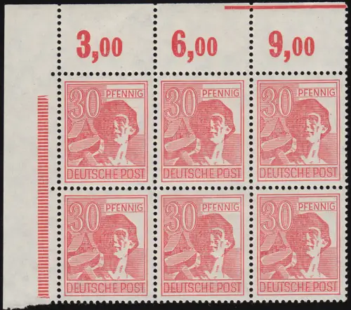 953 POR Kontrollrat II 30 Pf - Plattendruck Eck-Sechser o.l. durchgezähnt, **