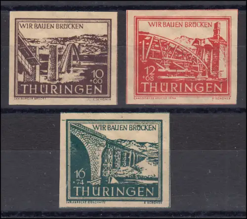 SBZ 112-114yy Brücken drei Marken alle in Papier-Variante yy, ** Befund BPP