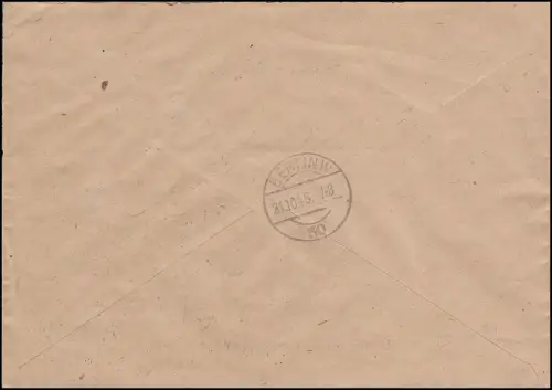 148 b Volkssolidarität, seltene Farbe auf R-Brief Glauchau 17.10.46, gpr. Ströh