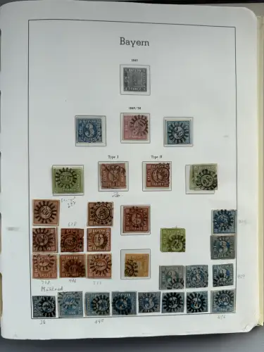 Altdeutschland Bayern - Sammlung im Vordruck-Binder, meist gestempelt O