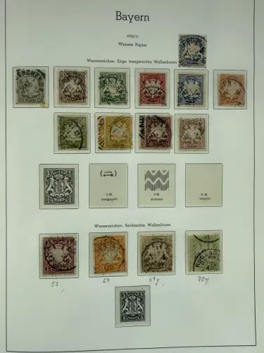 Altdeutschland Bayern - Sammlung im Vordruck-Binder, meist gestempelt O