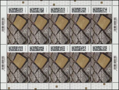 3941 Stolpersteine - Mahnmal gegen den Nationalsozialismus, 10er-Bogen, **