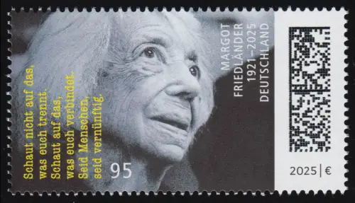 3939 Margot Friedländer, Antifaschistin - Seid Menschen, postfrisch **