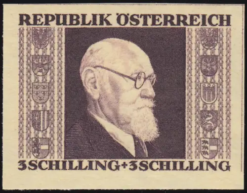 774B Karl Renner, ungezähnt, gelbes Japanpapier, 3 S + 3 S, postfrisch **