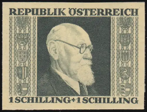 772B Karl Renner, ungezähnt, gelbes Japanpapier, 1 S + 1 S, postfrisch **