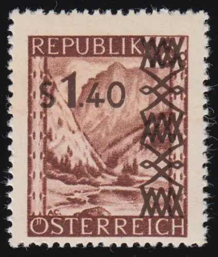 836b Landschaften, Gesäuseeingang /Steiermark rötlichbraun Aufdruck, 1,40 S,  **