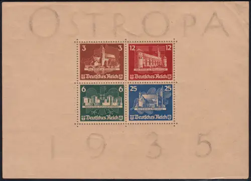 Block 3 OSTROPA in Original-Größe mit noch erhaltener Gummierung