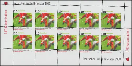 2010 Fußball Kaiserslautern, total verzähnter Bogen, postfrisch **