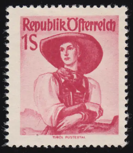 911 Freimarke Trachten 1 S, Tirol / Pustertal, karminrot, postfrisch **